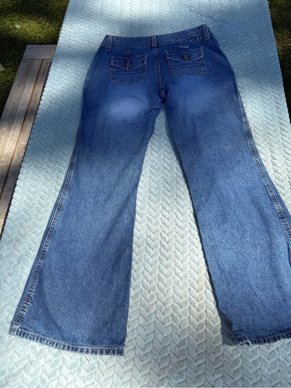 Vintage Y2K Hydraulic Jeans 100% Cotton Rigid Denim Blue Size 10 Wide Flare - Picture 2 of 14